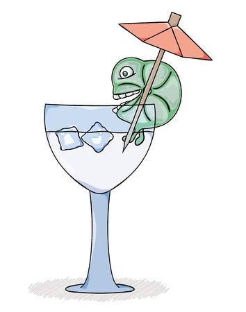 Fresh lemon drink with cold ice. Cartoon illustration.のイラスト素材