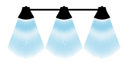 Black lamp silhouette with blue light on white background.のイラスト素材