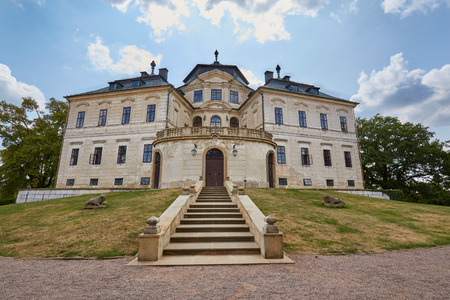 CZECH REPUBLIC,CHLUMEC NAD CIDLINOU - AUGUST 26, 2018: Castle Karlova Koruna (Charles's Crown). One of the foremost Baroque chateaus in the Czech R. Design: Jan Santini Aichel. Hradec Kralove Region.のeditorial素材