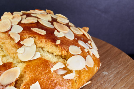 Mazanec. Traditional Czech Easter food (pastry). Sweet cake with almonds and raisins.