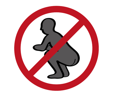 No pooping sign on white background. Vector illustration of forbidden pooping action on public.のイラスト素材