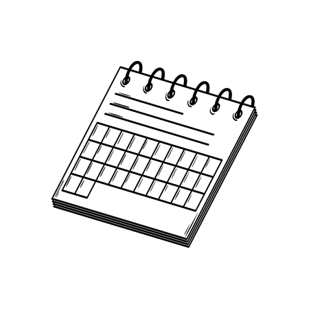 Calendar. Sketch of the wall calendar with spiral or rings.のイラスト素材