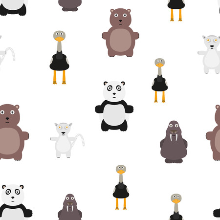 Animals seamless pattern. Repeating background with animals. Flat style.のイラスト素材