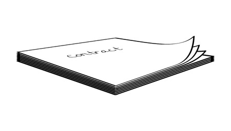 Stack of papers with business contract concept. Sketch, isolated on white background.のイラスト素材