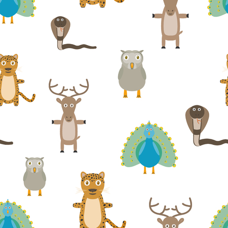 Animals seamless pattern. Repeating background with animals. Flat style.のイラスト素材