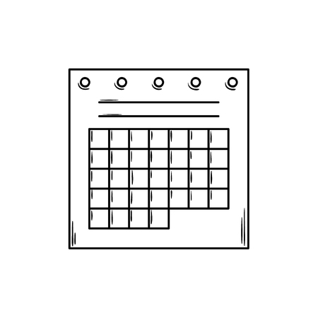 Calendar. Sketch of the wall calendar with holes for spiral or rings.のイラスト素材