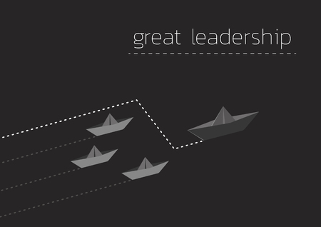 Great leadership concept illustration with folded paper boat.のイラスト素材