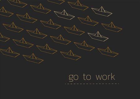 Go to work concept illustration with a folded paper boat.のイラスト素材