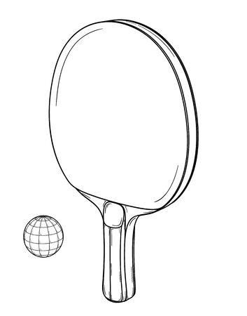 One table tennis racket and ball.のイラスト素材
