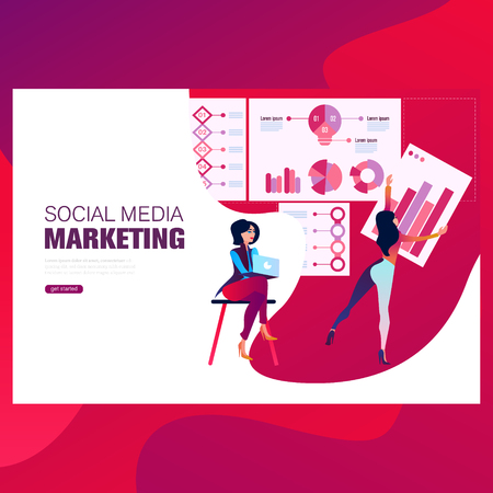 Web page design templates forsocial media marketing, finance and marketing. Modern vector illustration conceptsのイラスト素材