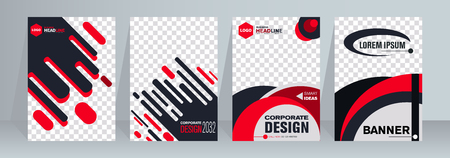 Vector vertical banner. Banner design in three different color. Abstract geometric background.のイラスト素材