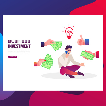 Funding concept. Vector illustration flat design. Isolated on white background. The accumulation of money. Economy of fundsのイラスト素材