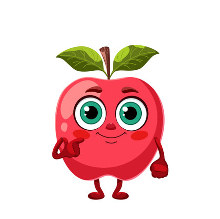 A cute apple, cartoon character. Vector illustration, isolated on a white background.のイラスト素材
