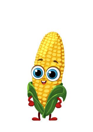 A cute corn, cartoon character illustration.の写真素材