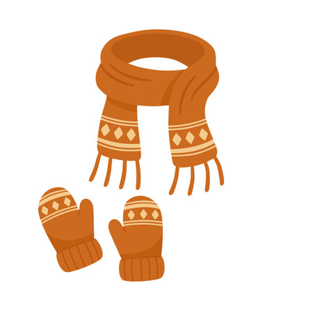 Winter scarf and mittens illustrationのイラスト素材