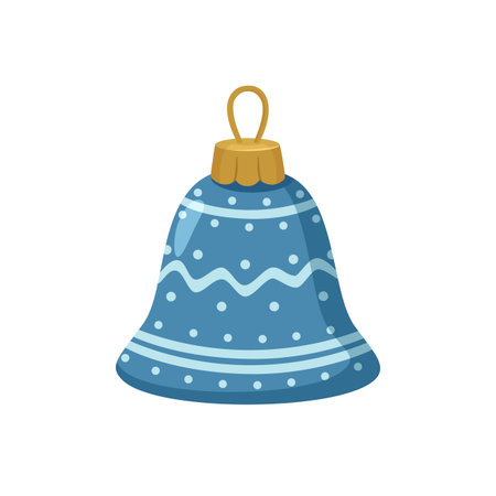 Blue Christmas and New Year Bell Ornament Illustrationのイラスト素材