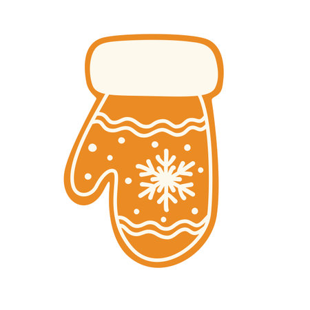 Gingerbread Mitten Christmas Cookie Illustrationのイラスト素材