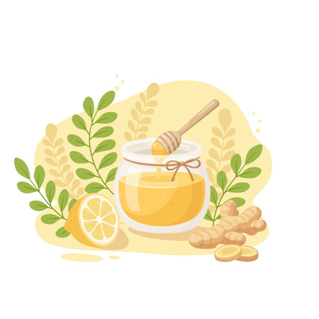 Honey Lemon Ginger Herbal Illustrationのイラスト素材