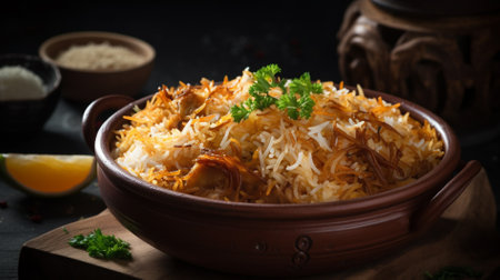 Biryani - traditional indian dish made of rice and meatの素材
