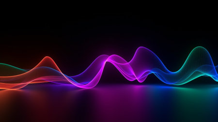 3d illustration of abstract background with glowing lines and bokehの素材