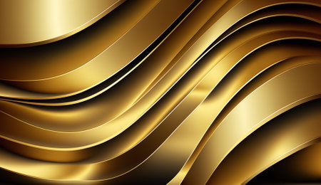 Golden wavy background. 3d rendering. Luxury background.の素材