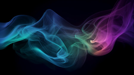 abstract multicolored smoke on a dark background close-upの素材