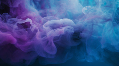 Purple and blue cloud of smoke on a black background. Background from the smoke of vapeの素材