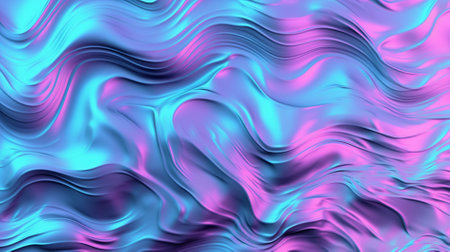 Abstract background of wavy liquid in neon colors. 3d rendering, 3d illustration.の素材