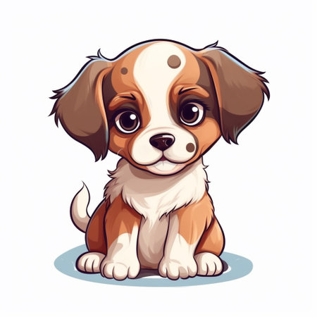 Cute cartoon beagle dog isolated on white background. Vector illustration.の素材