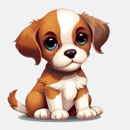 Cute cartoon dog with big eyes. Vector illustration for your designの素材