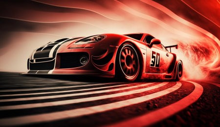 sports car racing on the road with high speed. 3d renderingの素材