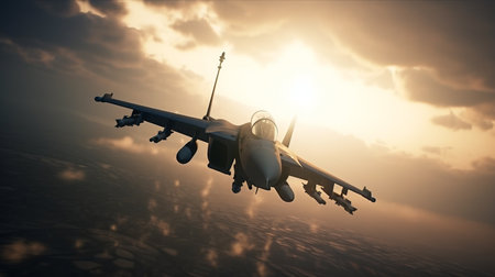 Fighter jet fighter aircraft flying in the sky. 3d renderingの素材