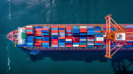 Container Ship and Cargo freight ship in sea for Logistic Import Export backgroundの素材