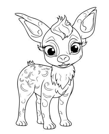 Cute little deer with glasses. Coloring book for kids.のイラスト素材