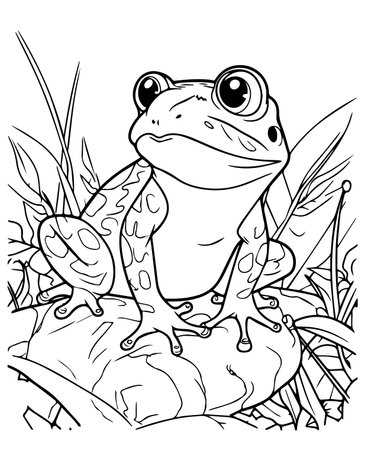 Frog. Coloring book for children and adults. Vector illustrationのイラスト素材