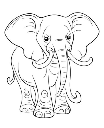 Coloring Page Outline Of Cartoon Elephant. Vector Illustration.のイラスト素材