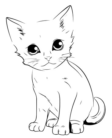 Cute cat sitting on a white background, vector illustration, epsのイラスト素材