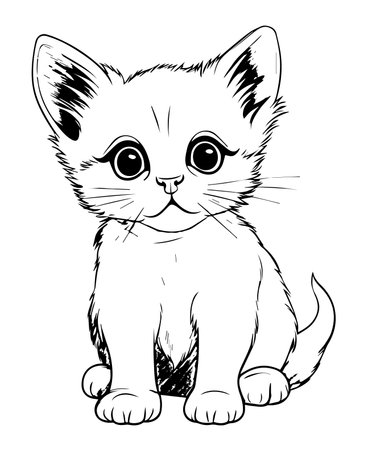 Cute little kitten. Vector illustration for coloring book for children.のイラスト素材