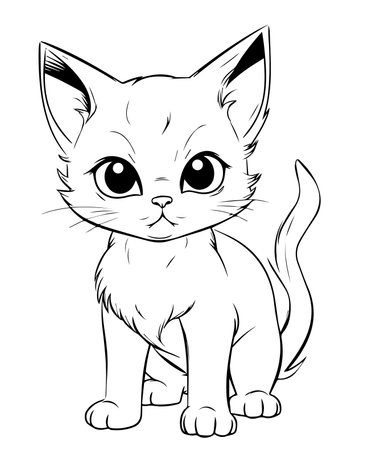 Cute little kitten isolated on a white background. Vector illustration.のイラスト素材
