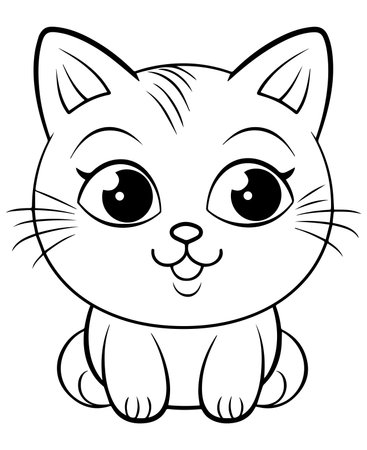 Black and White Cartoon Illustration of Cute Cat Animal Character for Coloring Bookのイラスト素材
