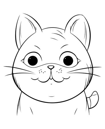 Cute cartoon kitty. Black and white vector illustration for coloring book.のイラスト素材