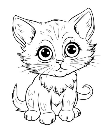 Cute kitty. Coloring book for kids. Vector illustration.のイラスト素材