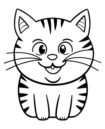 Cute Cartoon Cat Coloring Page Outline Vector Illustration.のイラスト素材