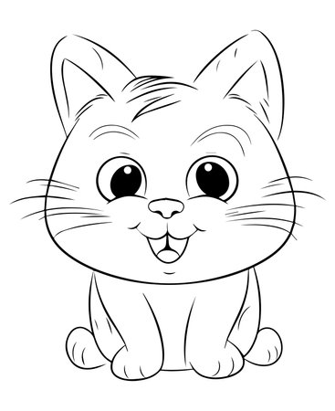 Cute cartoon kitty. Black and white vector illustration for coloring book.のイラスト素材