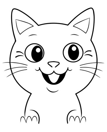 Illustration of a Cute Cat Cartoon Character for Coloring Bookのイラスト素材