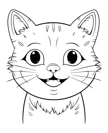 Cute cartoon cat isolated on white background. Vector illustration for coloring book.のイラスト素材