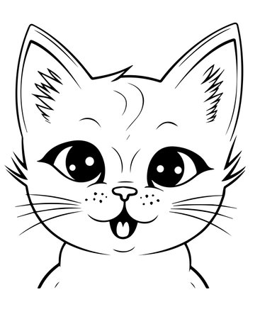 Cute cartoon kitty. Black and white vector illustration for coloring book.のイラスト素材