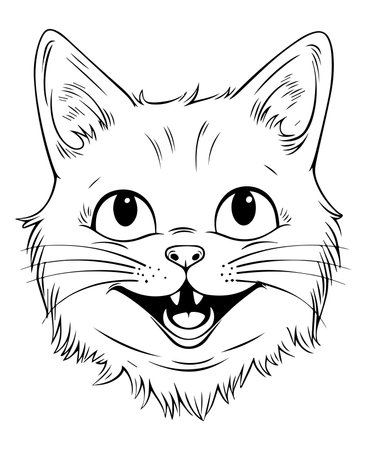 Illustration of a cat face on a white background, vector illustrationのイラスト素材