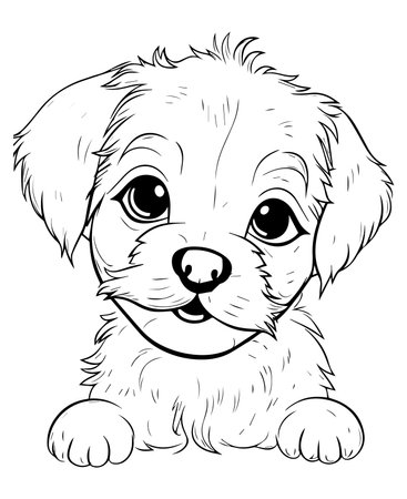 Cute Cartoon Shih Tzu Puppy. Vector illustration.の写真素材