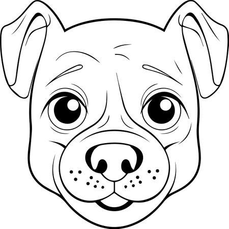 Cartoon Illustration of Cute Dog Face for Coloring Bookのイラスト素材